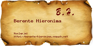 Berente Hieronima névjegykártya